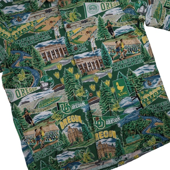 Vintage Reyn Spooner University of Oregon Ducks Allover Print Button Down Shirt - Picture 3 of 7